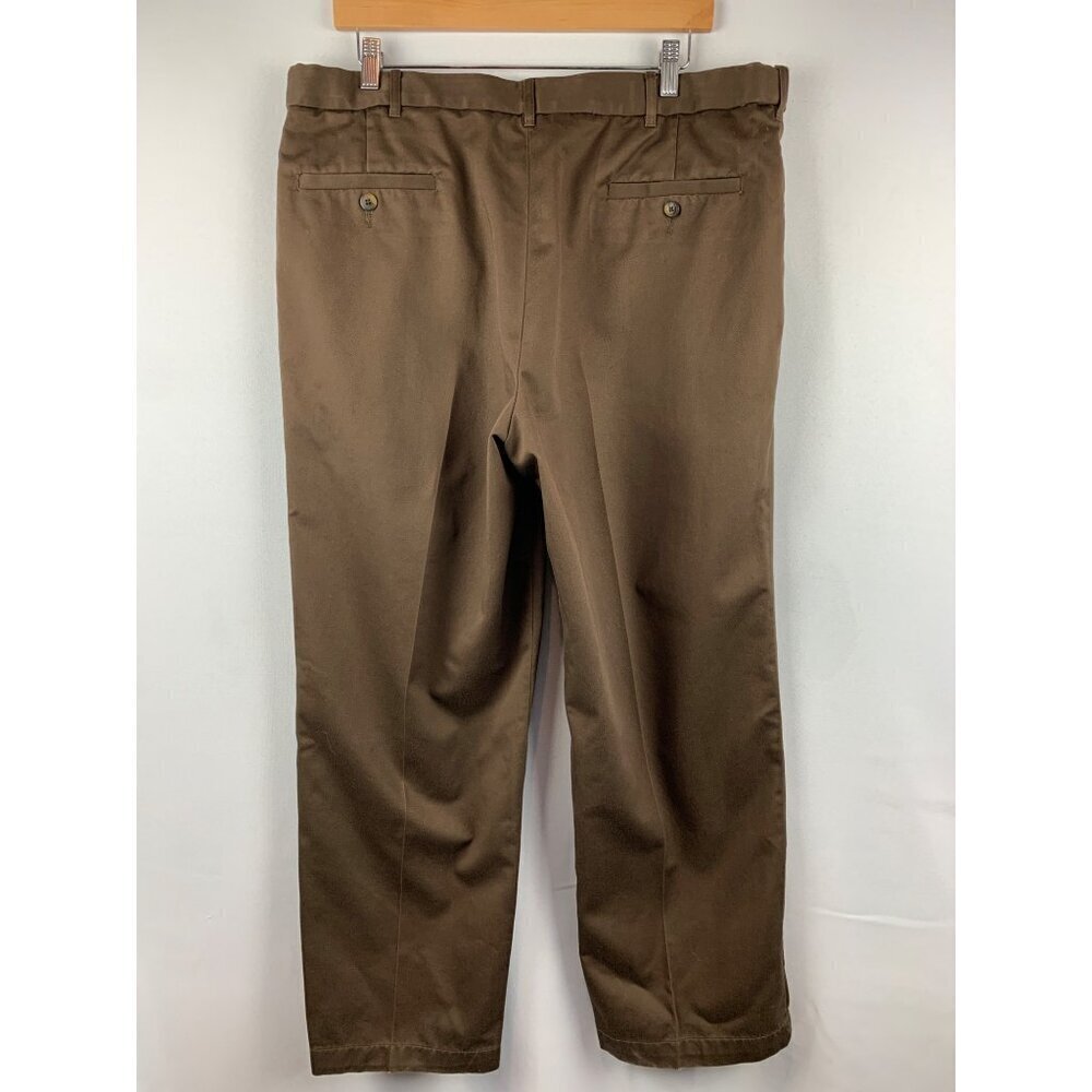 Haggar Mens No-Iron Khaki Pants 38X29 Brown - Picture 3 of 5